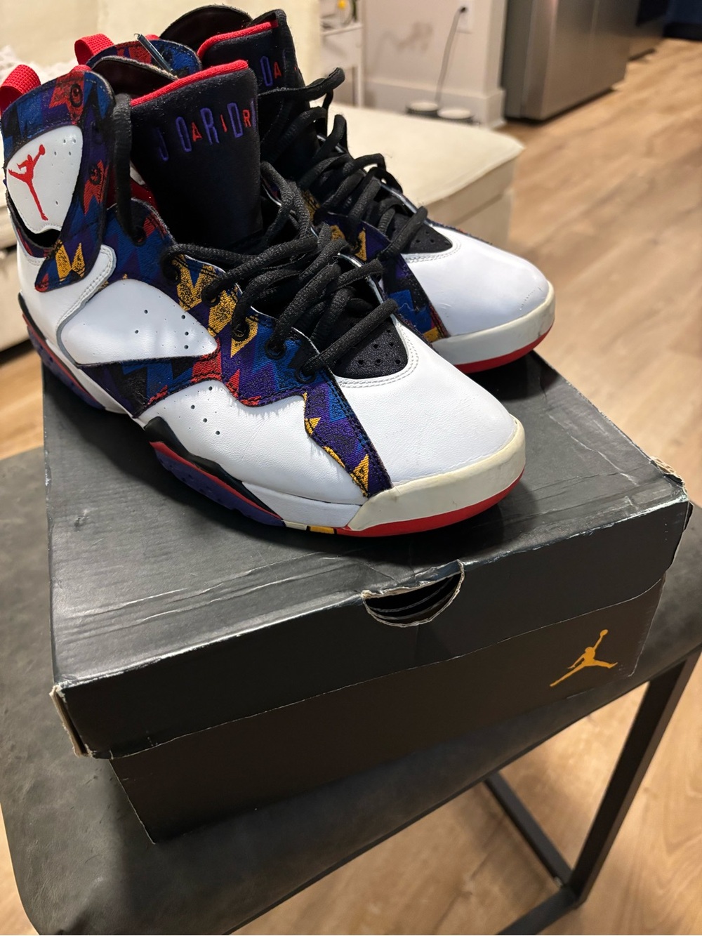 Jordan retro 7 (nothing but net)White with Black, Red and Multicolor Accents